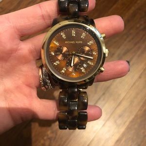 Michael Kors Tortoise Shell Crystal Detail Watch